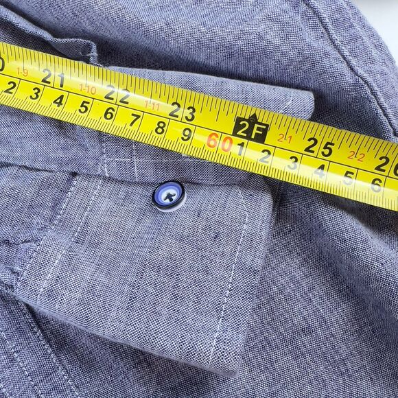 C.Constant Abidjan‎ Guayabera Shirt Sz 44 Blue Cotton Linen Feel Long Sleeve - Picture 10 of 12